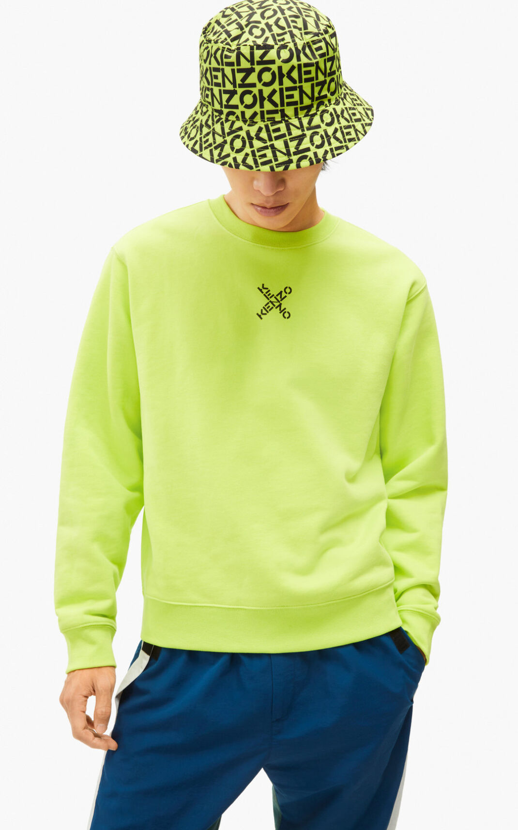 Kenzo Sport Little X Sweatshirt Light Green For Mens 1702GQKTB